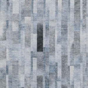 HomeRoots 5' Stylish Blue and Gray Striped Washable Area Rug for Indoor and Outdoor Spaces - Durable Comfort 8' X 10' 615515