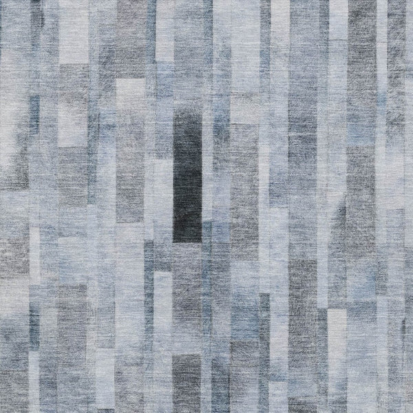 HomeRoots 5' Stylish Blue and Gray Striped Washable Area Rug for Indoor and Outdoor Spaces - Durable Comfort 8' X 10' 615515