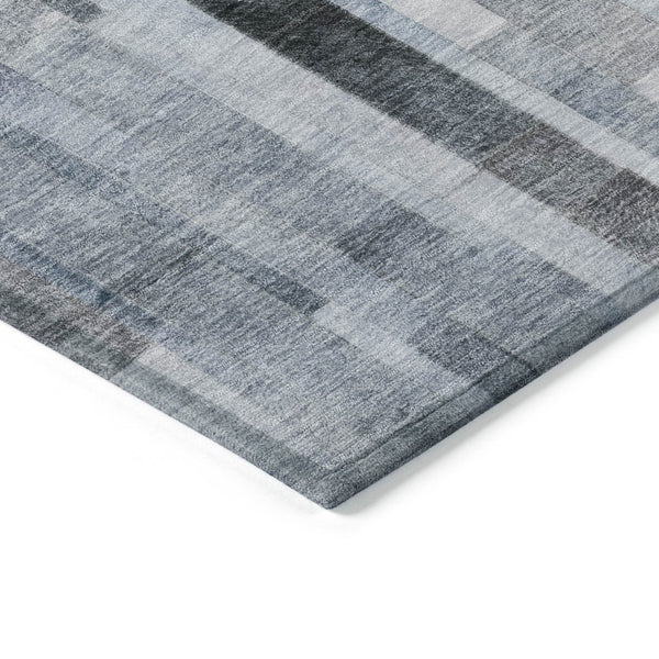 HomeRoots 5' Stylish Blue and Gray Striped Washable Area Rug for Indoor and Outdoor Spaces - Durable Comfort 10' X 14' 615517