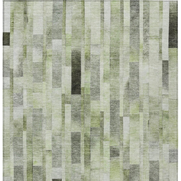 HomeRoots 5' Durable Green and Gray Striped Indoor Outdoor Area Rug - Machine Washable, Stylish & Versatile 5' X 8' 615519