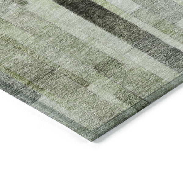 HomeRoots 5' Durable Green and Gray Striped Indoor Outdoor Area Rug - Machine Washable, Stylish & Versatile 5' X 8' 615519