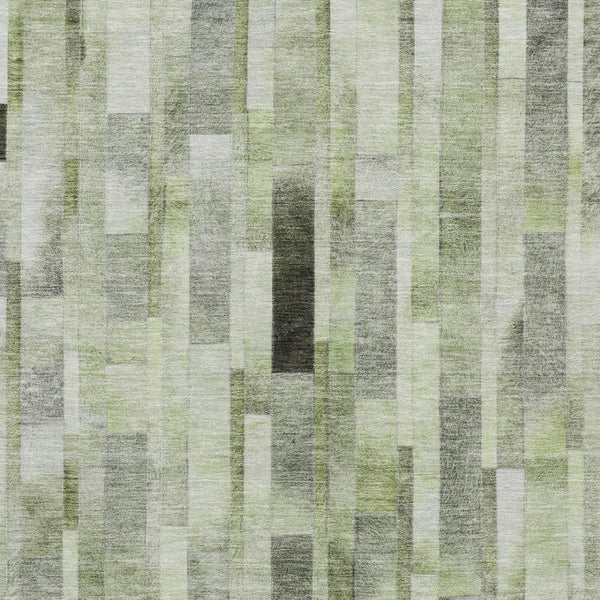 HomeRoots 5' Durable Green and Gray Striped Indoor Outdoor Area Rug - Machine Washable, Stylish & Versatile 5' X 8' 615519