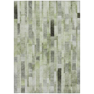 HomeRoots 5' Durable Green and Gray Striped Indoor Outdoor Area Rug - Machine Washable, Stylish & Versatile 8' X 10' 615521