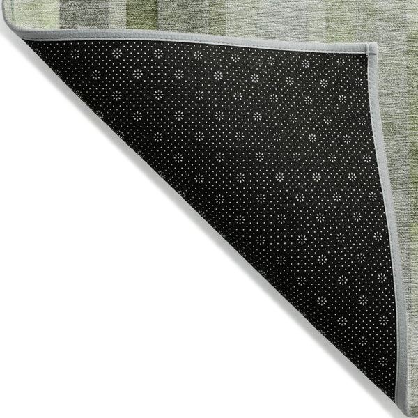 HomeRoots 5' Durable Green and Gray Striped Indoor Outdoor Area Rug - Machine Washable, Stylish & Versatile 8' X 10' 615521