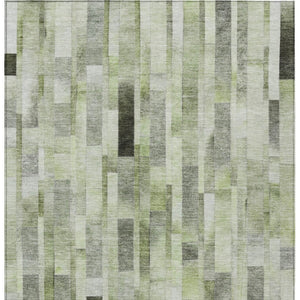 HomeRoots 5' Durable Green and Gray Striped Indoor Outdoor Area Rug - Machine Washable, Stylish & Versatile 9' X 12' 615522