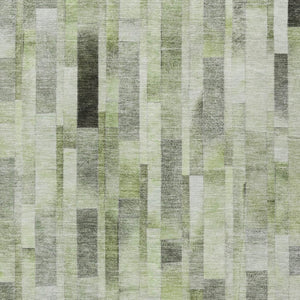 HomeRoots 5' Durable Green and Gray Striped Indoor Outdoor Area Rug - Machine Washable, Stylish & Versatile 9' X 12' 615522