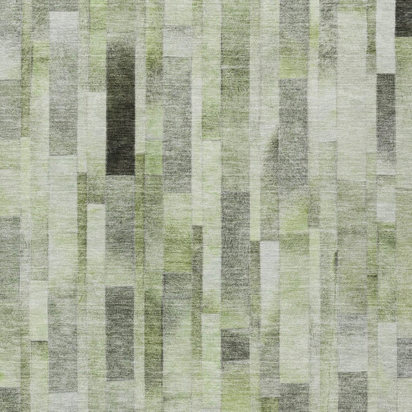 HomeRoots 5' Durable Green and Gray Striped Indoor Outdoor Area Rug - Machine Washable, Stylish & Versatile 9' X 12' 615522