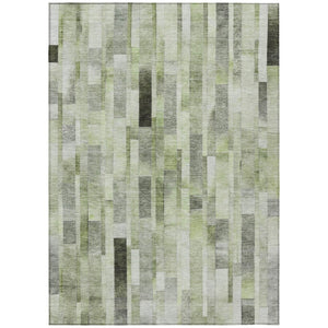 HomeRoots 5' Durable Green and Gray Striped Indoor Outdoor Area Rug - Machine Washable, Stylish & Versatile 10' X 14' 615523