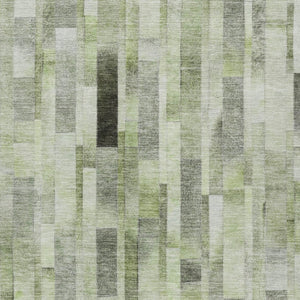 HomeRoots 5' Durable Green and Gray Striped Indoor Outdoor Area Rug - Machine Washable, Stylish & Versatile 10' X 14' 615523