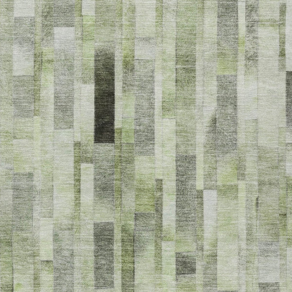 HomeRoots 5' Durable Green and Gray Striped Indoor Outdoor Area Rug - Machine Washable, Stylish & Versatile 10' X 14' 615523
