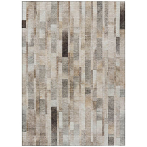 HomeRoots 5' Durable Taupe and Gray Striped Indoor-Outdoor Area Rug - Washable, Versatile & Stain-Resistant 5' X 8' 615525