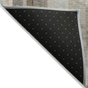 HomeRoots 5' Durable Taupe and Gray Striped Indoor-Outdoor Area Rug - Washable, Versatile & Stain-Resistant 8' X 10' 615527