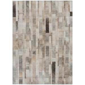 HomeRoots 9' Taupe and Gray Striped Washable Area Rug – Versatile Indoor/Outdoor Design for High-Traffic Spaces 615528