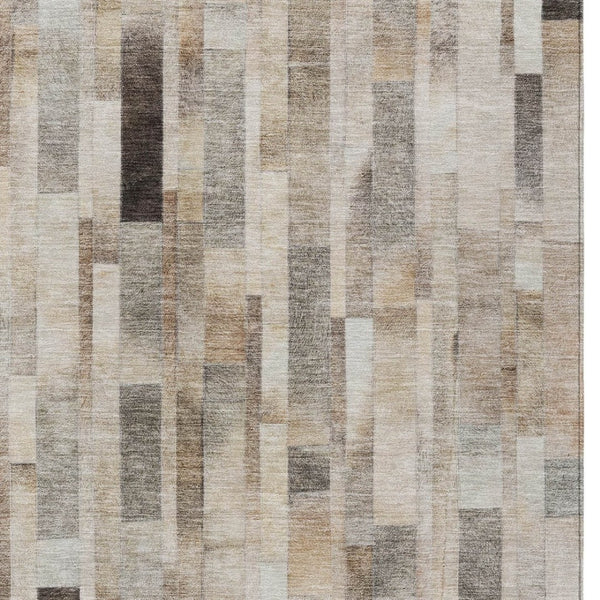 HomeRoots 9' Taupe and Gray Striped Washable Area Rug – Versatile Indoor/Outdoor Design for High-Traffic Spaces 615528