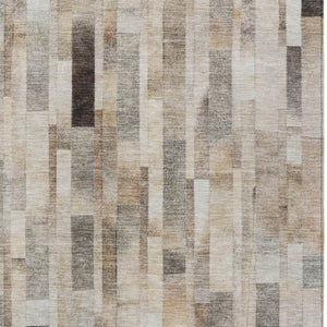 HomeRoots 5' Durable Taupe and Gray Striped Indoor-Outdoor Area Rug - Washable, Versatile & Stain-Resistant 10' X 14' 615529