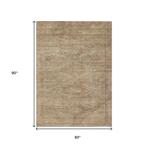 HomeRoots 5' Beige and Taupe Aztec Washable Area Rug – Versatile Indoor/Outdoor Design for Any Space 5' X 8' 615537