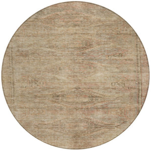 HomeRoots 5' Beige and Taupe Aztec Washable Area Rug – Versatile Indoor/Outdoor Design for Any Space 8' Round 615538