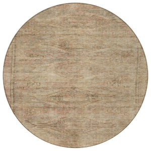 HomeRoots 5' Beige and Taupe Aztec Washable Area Rug – Versatile Indoor/Outdoor Design for Any Space 8' Round 615538