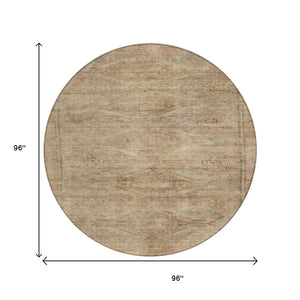 HomeRoots 5' Beige and Taupe Aztec Washable Area Rug – Versatile Indoor/Outdoor Design for Any Space 8' Round 615538