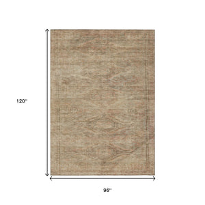 HomeRoots 5' Beige and Taupe Aztec Washable Area Rug – Versatile Indoor/Outdoor Design for Any Space 8' X 10' 615539