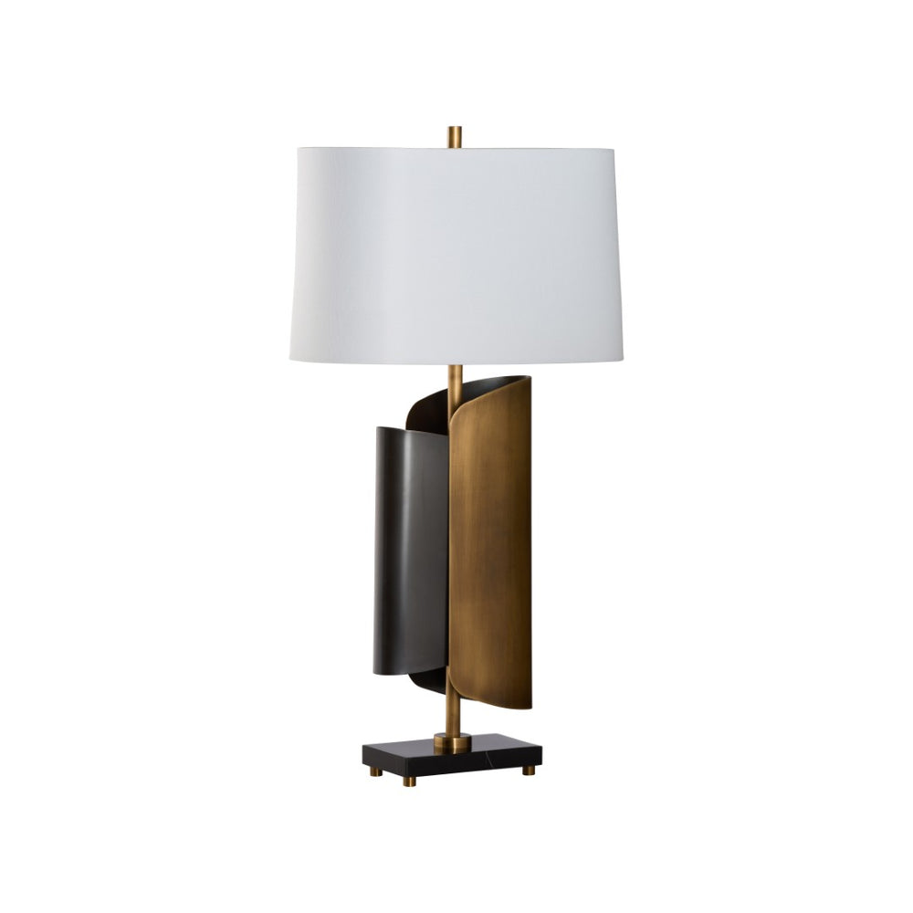 Wildwood Brentwood Sculptural Table Lamp In Antique Brass & Bronze With Black Marble Base For Modern DéCor 61554