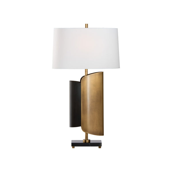 Wildwood Brentwood Sculptural Table Lamp In Antique Brass & Bronze With Black Marble Base For Modern DéCor 61554