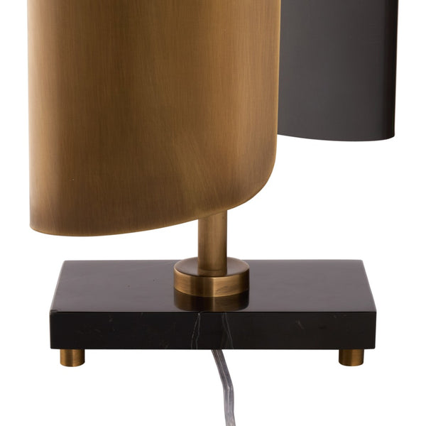 Wildwood Brentwood Sculptural Table Lamp In Antique Brass & Bronze With Black Marble Base For Modern DéCor 61554