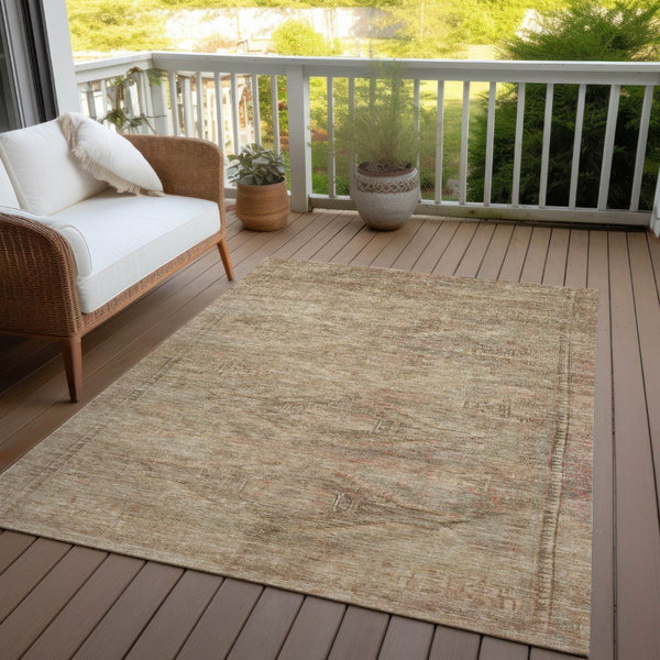 HomeRoots 5' Beige and Taupe Aztec Washable Area Rug – Versatile Indoor/Outdoor Design for Any Space 9' X 12' 615540