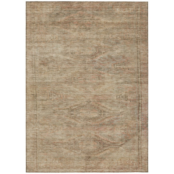 HomeRoots 5' Beige and Taupe Aztec Washable Area Rug – Versatile Indoor/Outdoor Design for Any Space 9' X 12' 615540