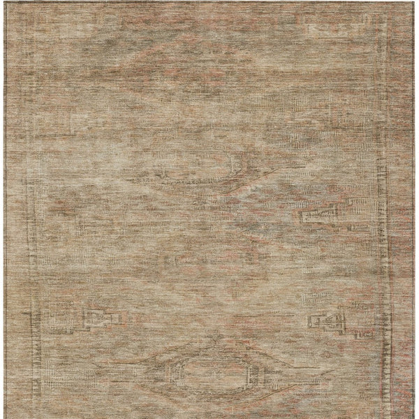HomeRoots 5' Beige and Taupe Aztec Washable Area Rug – Versatile Indoor/Outdoor Design for Any Space 10' X 14' 615541