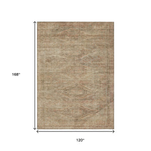 HomeRoots 5' Beige and Taupe Aztec Washable Area Rug – Versatile Indoor/Outdoor Design for Any Space 10' X 14' 615541
