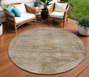 HomeRoots 5' Brown and Taupe Aztec Indoor Outdoor Area Rug - Stylish, Durable, Washable Accent for Any Space 8' Round 615544