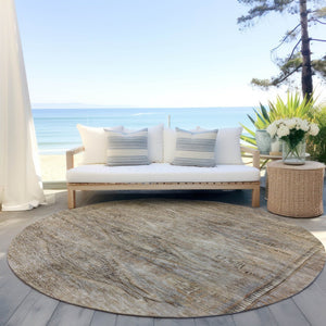 HomeRoots 5' Brown and Taupe Aztec Indoor Outdoor Area Rug - Stylish, Durable, Washable Accent for Any Space 8' Round 615544
