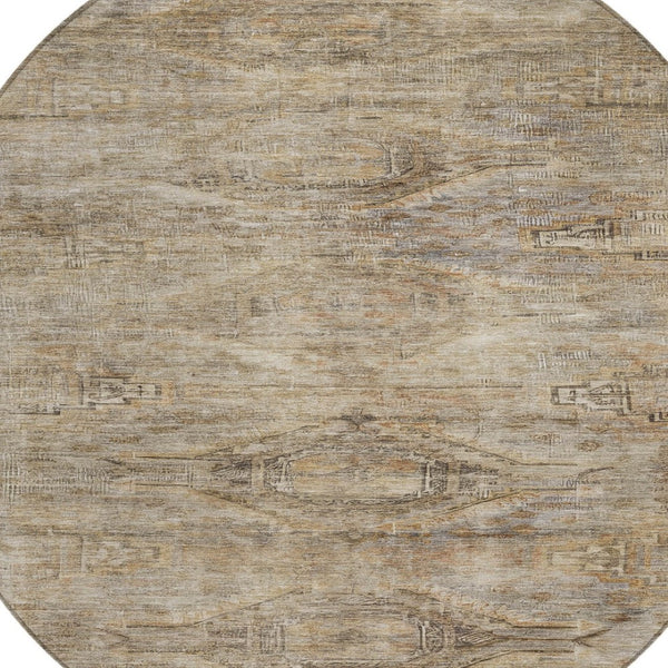 HomeRoots 5' Brown and Taupe Aztec Indoor Outdoor Area Rug - Stylish, Durable, Washable Accent for Any Space 8' Round 615544