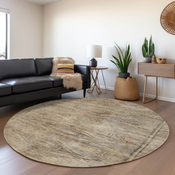 HomeRoots 5' Brown and Taupe Aztec Indoor Outdoor Area Rug - Stylish, Durable, Washable Accent for Any Space 8' Round 615544