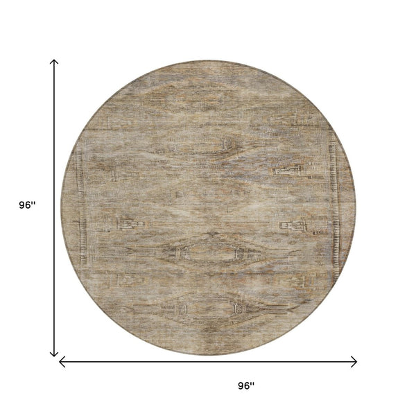 HomeRoots 5' Brown and Taupe Aztec Indoor Outdoor Area Rug - Stylish, Durable, Washable Accent for Any Space 8' Round 615544