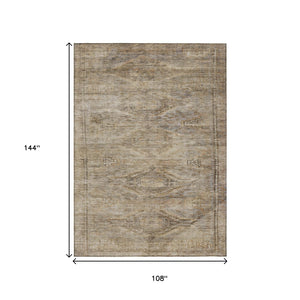 HomeRoots 5' Brown and Taupe Aztec Indoor Outdoor Area Rug - Stylish, Durable, Washable Accent for Any Space 9' X 12' 615546