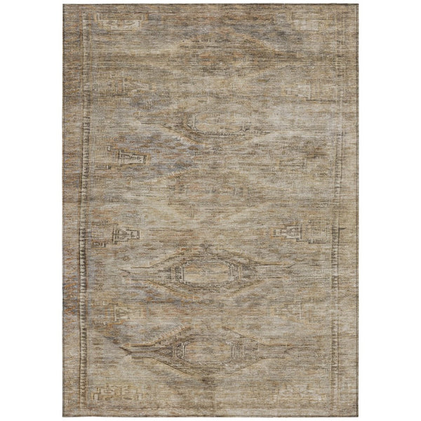 HomeRoots 5' Brown and Taupe Aztec Indoor Outdoor Area Rug - Stylish, Durable, Washable Accent for Any Space 10' X 14' 615547