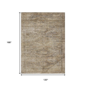 HomeRoots 5' Brown and Taupe Aztec Indoor Outdoor Area Rug - Stylish, Durable, Washable Accent for Any Space 10' X 14' 615547