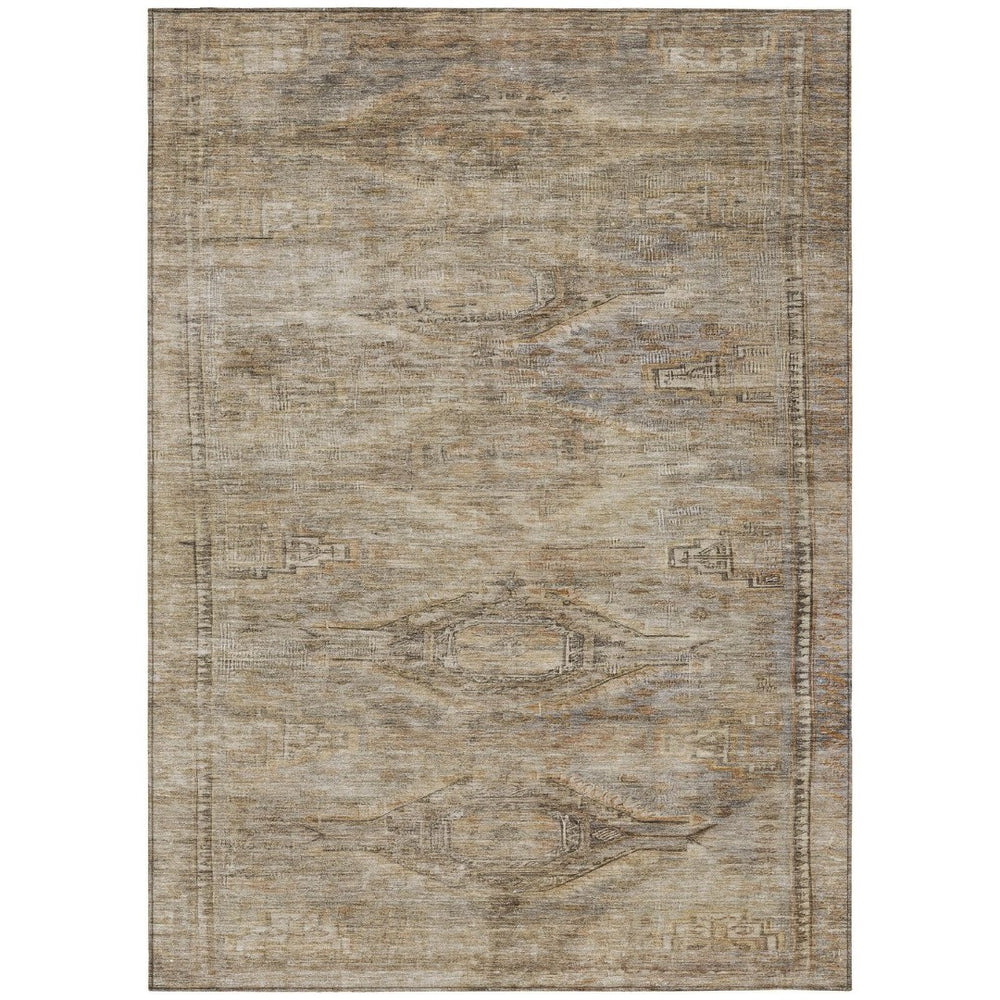 HomeRoots 5' Brown and Taupe Aztec Indoor Outdoor Area Rug - Stylish, Durable, Washable Accent for Any Space 10' X 14' 615547