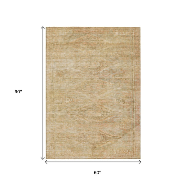 HomeRoots 5' Durable Aztec-Inspired Washable Indoor/Outdoor Area Rug for Versatile Home Styling & Easy Care 5' X 8' 615549