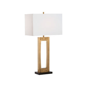 Wildwood Hattie Antique Brass Table Lamp With Black Marble Base — Modern Industrial Sculptural Lighting 61555