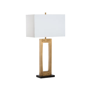 Wildwood Hattie Antique Brass Table Lamp With Black Marble Base — Modern Industrial Sculptural Lighting 61555