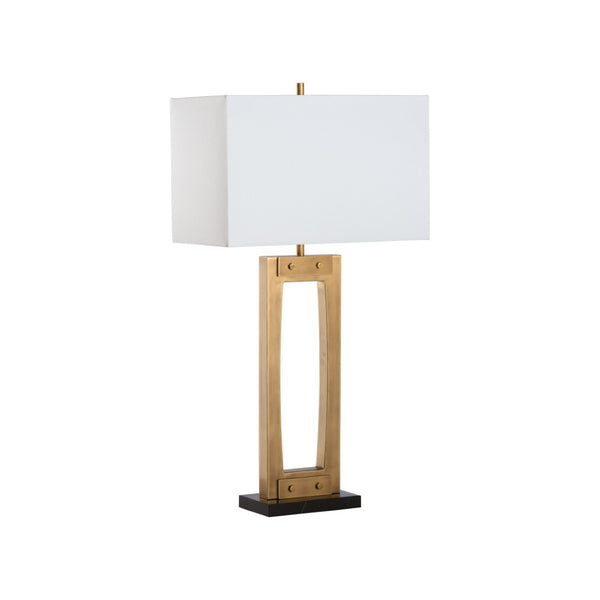 Wildwood Hattie Antique Brass Table Lamp With Black Marble Base — Modern Industrial Sculptural Lighting 61555