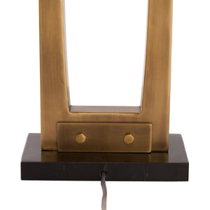 Wildwood Hattie Antique Brass Table Lamp With Black Marble Base — Modern Industrial Sculptural Lighting 61555