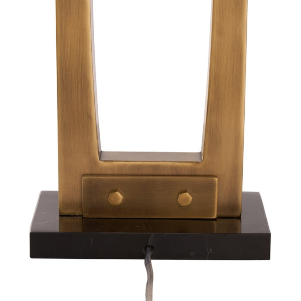 Wildwood Hattie Antique Brass Table Lamp With Black Marble Base — Modern Industrial Sculptural Lighting 61555