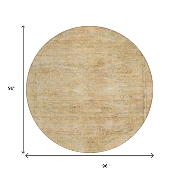 HomeRoots 5' Durable Aztec-Inspired Washable Indoor/Outdoor Area Rug for Versatile Home Styling & Easy Care 8' Round 615550