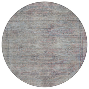 HomeRoots 5' Stylish Pewter and Gray Aztec Area Rug - Durable, Washable, Perfect for Indoor and Outdoor Use 8' Round 615556
