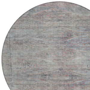 HomeRoots 5' Stylish Pewter and Gray Aztec Area Rug - Durable, Washable, Perfect for Indoor and Outdoor Use 8' Round 615556