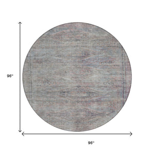 HomeRoots 5' Stylish Pewter and Gray Aztec Area Rug - Durable, Washable, Perfect for Indoor and Outdoor Use 8' Round 615556